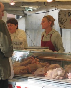 Chicken Lady at Bastille Market Photo by Jennifer Flueckiger